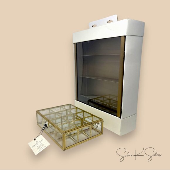 Brass Display Set - Hearth & Hand Magnolia, Large Wall Cabinet + Small Glass Box - Picture 10 of 10